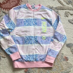 Nike Pink and Blue Patterned Crewneck Sweater